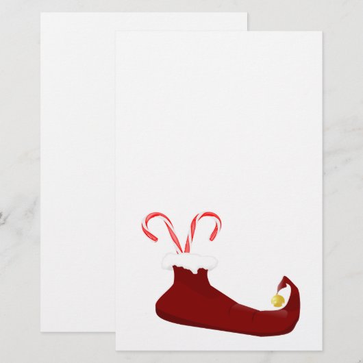 Red Elf Slipper met Candy Canes Scrapbook Paper Briefpapier (Voorkant / Achterkant)