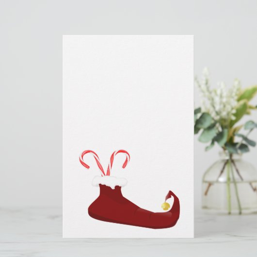 Red Elf Slipper met Candy Canes Scrapbook Paper Briefpapier (Staand voorkant)