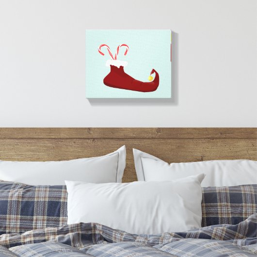 Red Elf Slipper met snoeprietjes Canvas Afdruk (Insitu (Slaapkamer))