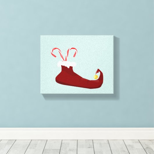 Red Elf Slipper met snoeprietjes Canvas Afdruk (Insitu (Houten vloer))