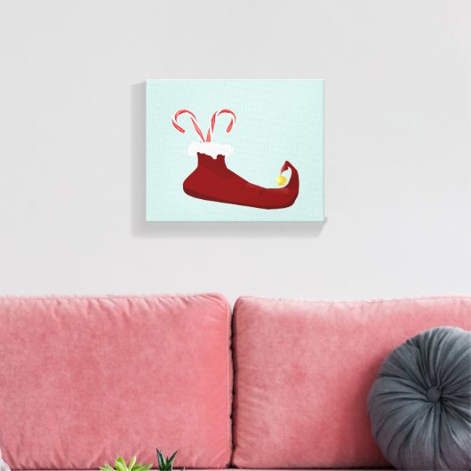 Red Elf Slipper met snoeprietjes Canvas Afdruk (Insitu (Woonkamer))
