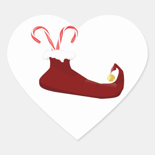 Red Elf Slipper met snoeprietjes Heart Sticker (Voorkant)