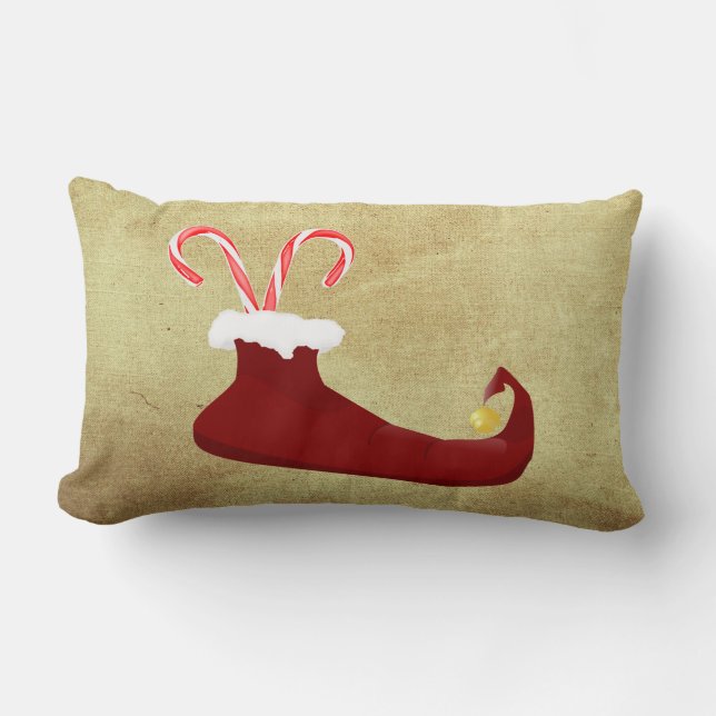 Red Elf Slipper met snoeprietjes Kussen (Voorkant)