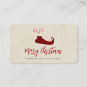 Red Elf Slipper met snoeprietjes Visitekaartje (Voorkant)