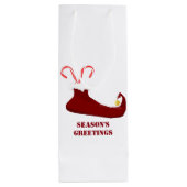 Red Elf Slipper met snoeprietjes Wine Gift Bag Wijn Cadeautas (Achterkant)