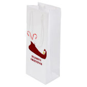 Red Elf Slipper met snoeprietjes Wine Gift Bag Wijn Cadeautas (Voorkant Gekanteld)