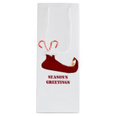 Red Elf Slipper met snoeprietjes Wine Gift Bag Wijn Cadeautas (Voorkant)