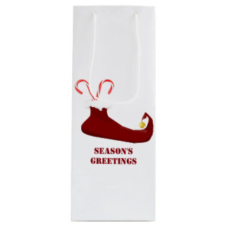 Red Elf Slipper met snoeprietjes Wine Gift Bag Wijn Cadeautas