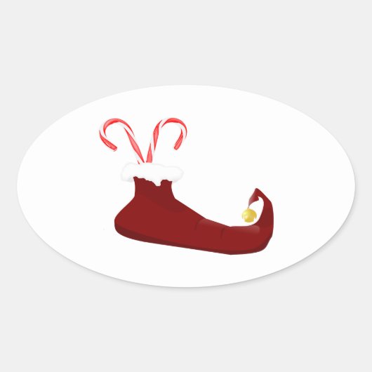Red Elf Slipper met snoeprietovaal Sticker (Voorkant)