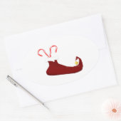 Red Elf Slipper met snoeprietovaal Sticker (Envelop)
