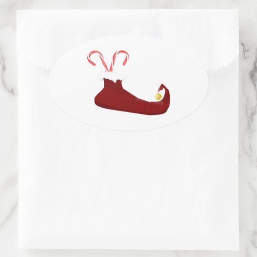 Red Elf Slipper met snoeprietovaal Sticker (Tas)