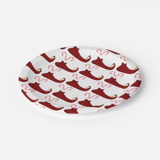 Red Elf Slippers met snoeprietjes Papieren Bordje (Gekanteld)