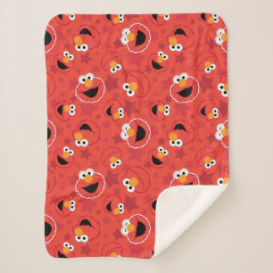 Red Elmo Faces Pattern Sherpa Deken