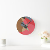 Red Ember Shapes Minimalist Round Clock Ronde Klok (Huis)