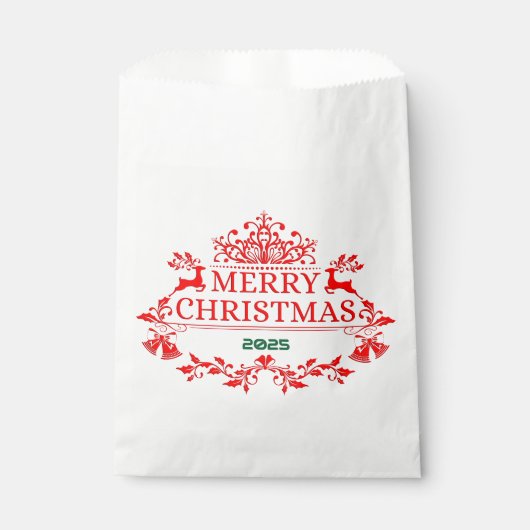 Red Emblem Christmas Favor Bag Bedankzakje (Voorkant)