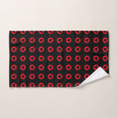 Red Emblem Heart Pattern on Deep Black Bad Handdoek (Handdoek)