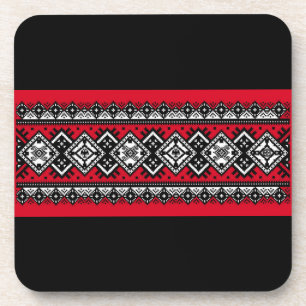 Red Embroidery Bier Onderzetter