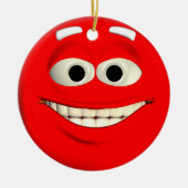 Red Emoticon Keramisch Ornament (Voorkant)