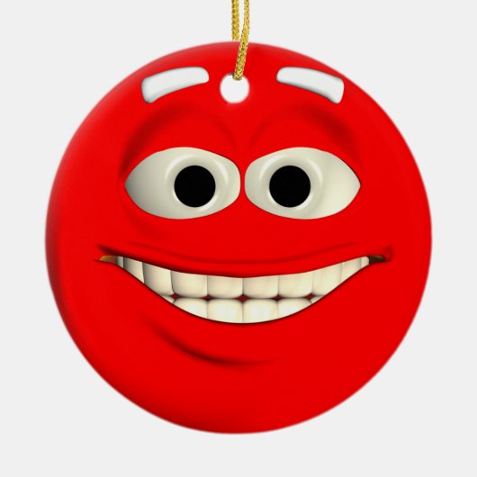 Red Emoticon Keramisch Ornament (Voorkant)