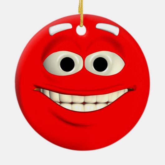 Red Emoticon Keramisch Ornament (Achterkant)