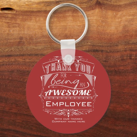 Red Employee Appreciation Bedankt Sleutelhanger (Achterkant)