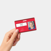 Red Employee ID Badge (Handheld)