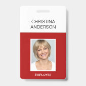 Red Employee - Naam Foto Bedrijfswerk Badge (Voorzijde)