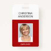 Red Employee - Naam Foto Bedrijfswerk Badge (Voorkant)