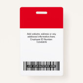 Red Employee Name Business Logo Personeel Label Badge (Achterkant)
