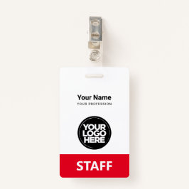 Red Employee Name Business Logo Personeel Label Badge