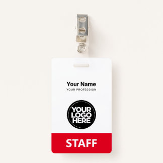 Red Employee Name Business Logo Personeel Label Badge