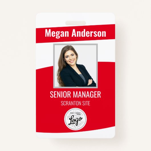 Red Employee Photo ID Badge (Voorkant)