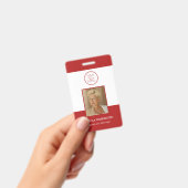 Red Employee Photo ID Security Badge with Logo (Handheld)