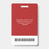 Red Employee Photo ID Security Badge with Logo (Achterkant)