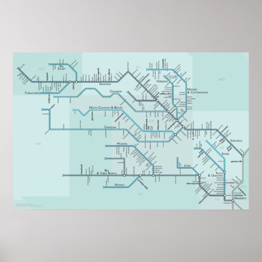 Red en Arkansas Rivers 30 x 20 inch Poster (Voorkant)