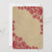 Red en Beige Daisy Tea Sined Wedding Invitation Kaart (Achterkant)