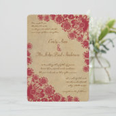 Red en Beige Daisy Tea Sined Wedding Invitation Kaart (Staand voorkant)
