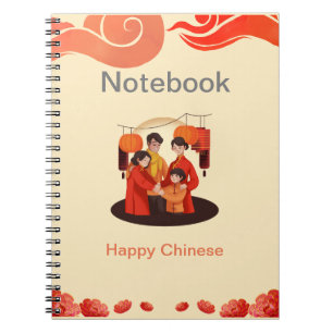 Red en Beige Happy Chinese Photo Notitieboek