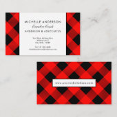Red en Black buffalo Check Business Consultant Visitekaartje (Voorkant / Achterkant)