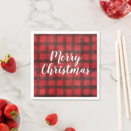 Red en Black Buffalo Check Kerstmis Napkins Servet (Insitu)