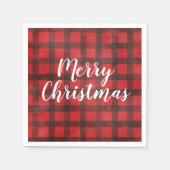 Red en Black Buffalo Check Kerstmis Napkins Servet (Voorkant)