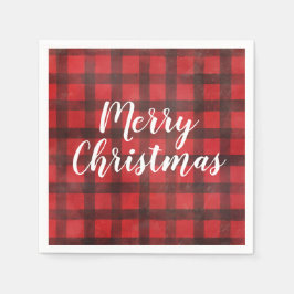 Red en Black Buffalo Check Kerstmis Napkins Servet
