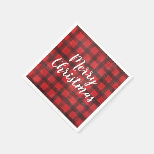 Red en Black Buffalo Check Kerstmis Napkins Servet (Hoek)