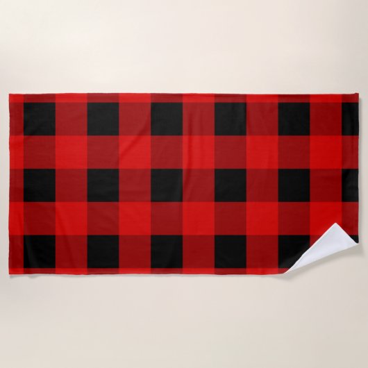 Red en Black Buffalo Pset Holiday gingham Bea Strandlaken (Voorkant)