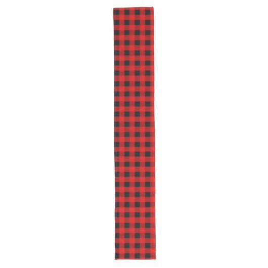Red en Black Buffalo Pset Holiday gingham Lo Lange Tafelloper (Voorkant)