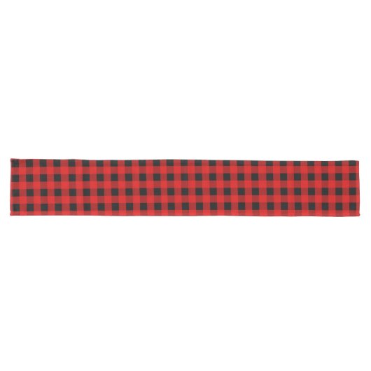 Red en Black Buffalo Pset Holiday gingham Lo Lange Tafelloper (Horizontaal)