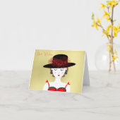 Red en Black Chic Mode Lady Illustratie Kaart (Gele Bloem)