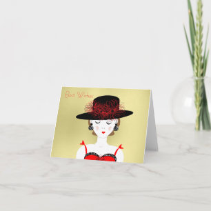 Red en Black Chic Mode Lady Illustratie Kaart