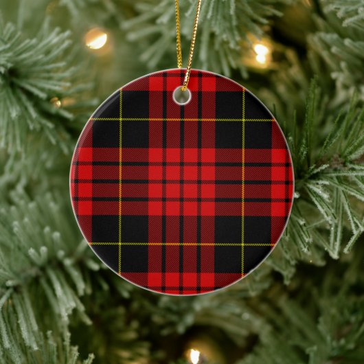 Red en Black Clan MacQueen Tartan Keramisch Ornament (Boom)
