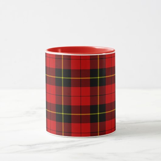 Red en Black Clan Wallace Tartan Mok (Midden)